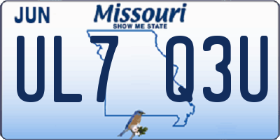 MO license plate UL7Q3U