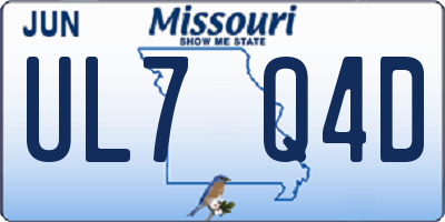 MO license plate UL7Q4D