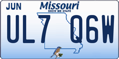 MO license plate UL7Q6W