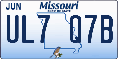 MO license plate UL7Q7B