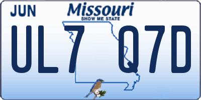 MO license plate UL7Q7D