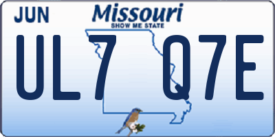 MO license plate UL7Q7E