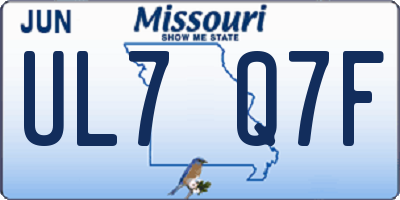 MO license plate UL7Q7F