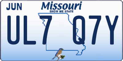 MO license plate UL7Q7Y