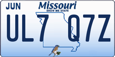 MO license plate UL7Q7Z