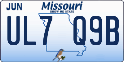 MO license plate UL7Q9B
