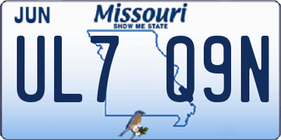 MO license plate UL7Q9N