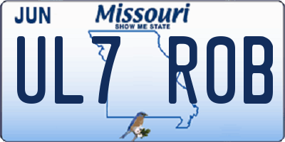 MO license plate UL7R0B