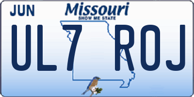 MO license plate UL7R0J