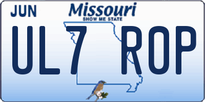 MO license plate UL7R0P