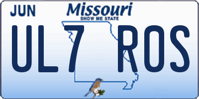 MO license plate UL7R0S