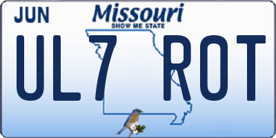 MO license plate UL7R0T