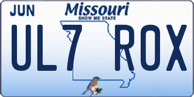 MO license plate UL7R0X