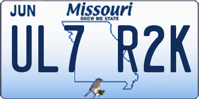 MO license plate UL7R2K
