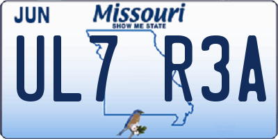 MO license plate UL7R3A