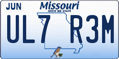 MO license plate UL7R3M