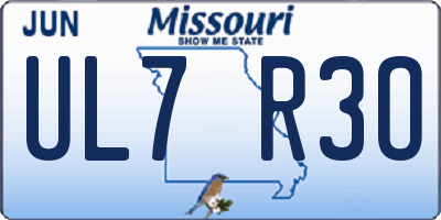 MO license plate UL7R3O