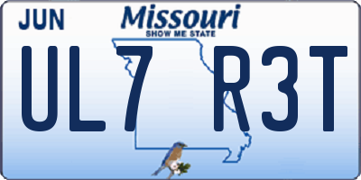 MO license plate UL7R3T