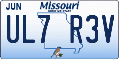 MO license plate UL7R3V
