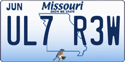 MO license plate UL7R3W