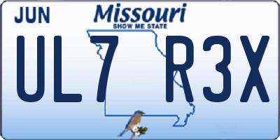 MO license plate UL7R3X