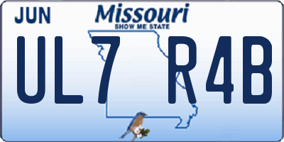 MO license plate UL7R4B
