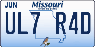 MO license plate UL7R4D