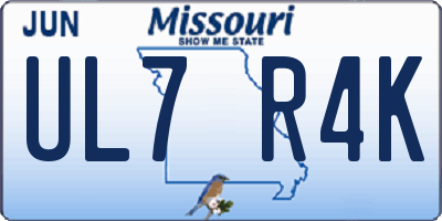 MO license plate UL7R4K