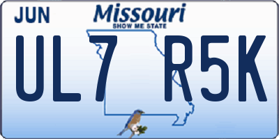 MO license plate UL7R5K