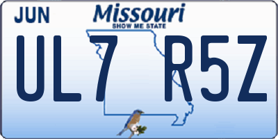 MO license plate UL7R5Z