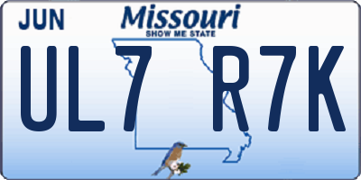 MO license plate UL7R7K