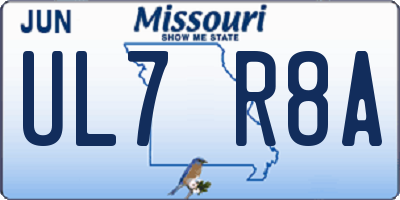 MO license plate UL7R8A