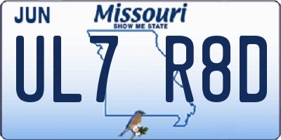 MO license plate UL7R8D