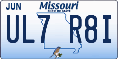 MO license plate UL7R8I