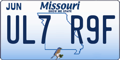 MO license plate UL7R9F