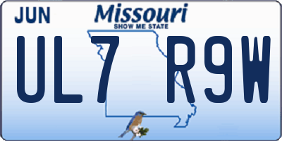 MO license plate UL7R9W
