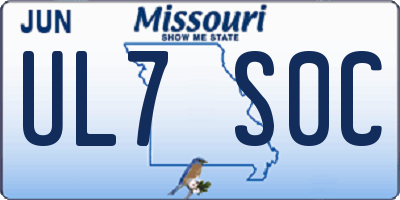 MO license plate UL7S0C