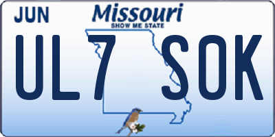 MO license plate UL7S0K