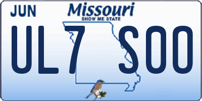MO license plate UL7S0O
