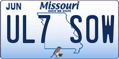 MO license plate UL7S0W