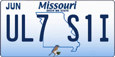 MO license plate UL7S1I