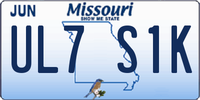 MO license plate UL7S1K