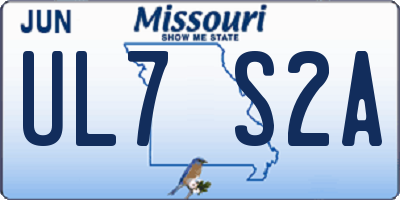 MO license plate UL7S2A