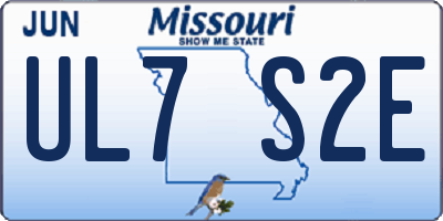 MO license plate UL7S2E