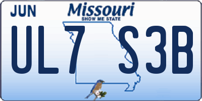 MO license plate UL7S3B