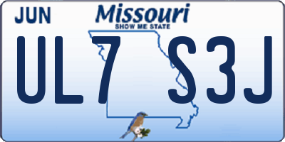 MO license plate UL7S3J