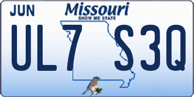 MO license plate UL7S3Q