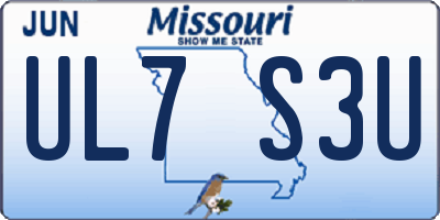 MO license plate UL7S3U