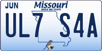 MO license plate UL7S4A