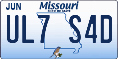MO license plate UL7S4D